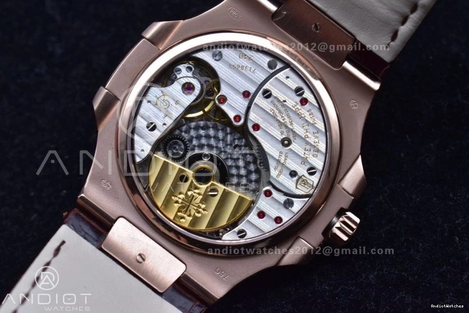 Premium Dial Gray Nautilus GRF Brown Strap 5712 on Best Edition 912 Croco A23J RG SS 0704